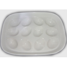 Bandeja de ovos de cerâmica branca titular-segurar 12 bandeja